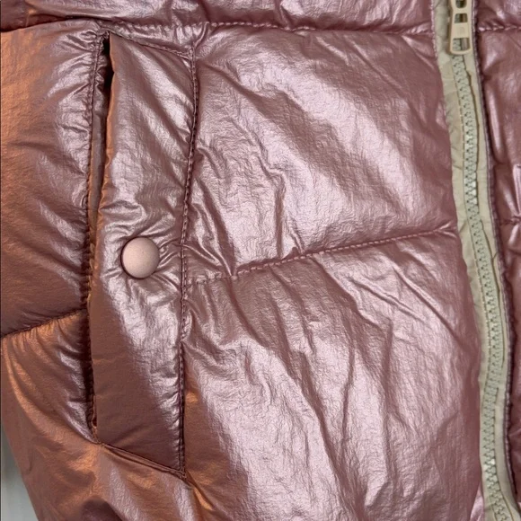 ZARA GIRL METALLIC PINK CREAM PUFFER VEST ZIP FRONT WAISTCOAT OUTERWEAR SZ 9-10 - Picture 10 of 11